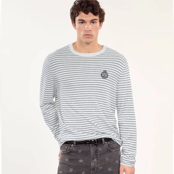 $345 The Kooples Blazon Striped Wool And cashmere Sweater for Man NWT - Picture 1 of 9